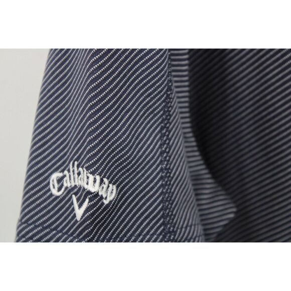 CALLAWAY STEVES SIZE LARGE OPTI DRI POLO DIAGONAL STRIPE NAVY SHORT SLEEVE SHIRT - Picture 3 of 6